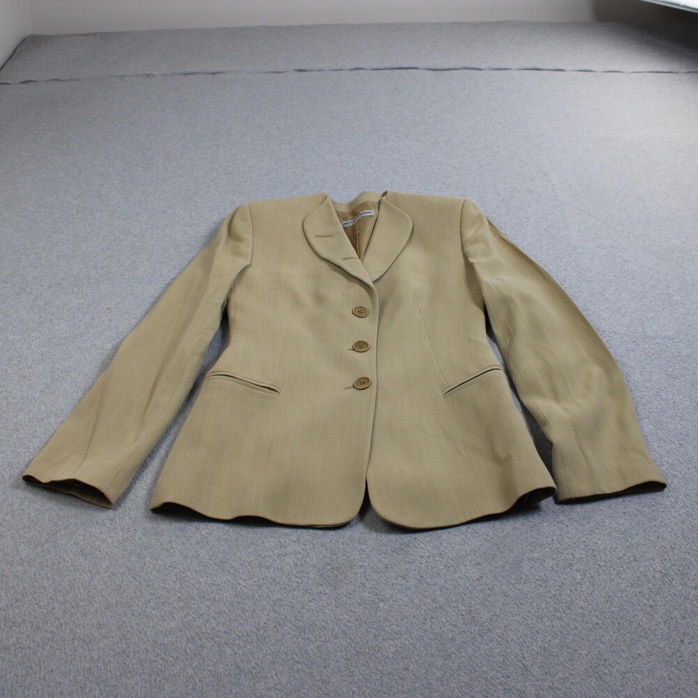 Vintag Emporio Armani Blazer Women 42 Beige Wool Blend Jacket Italy Quiet Luxury
